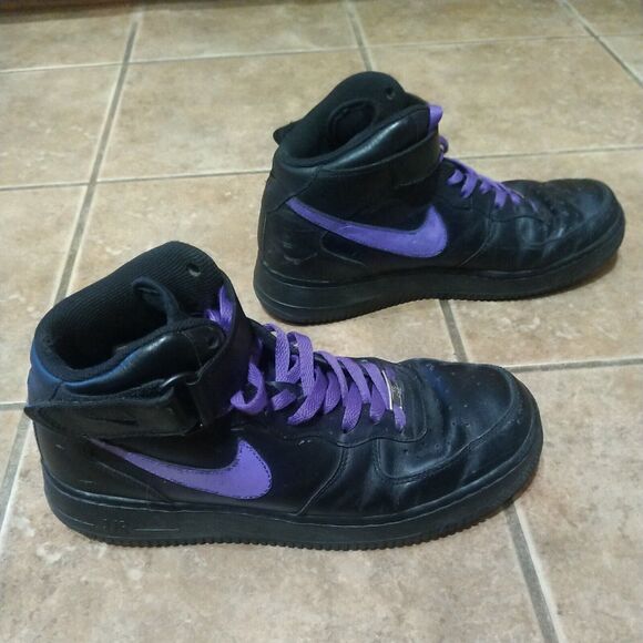 Rare Nike Men's 9.5 Air Force 1 82’ (2012) Black Purple Hightops 315123-001 - Picture 3 of 12